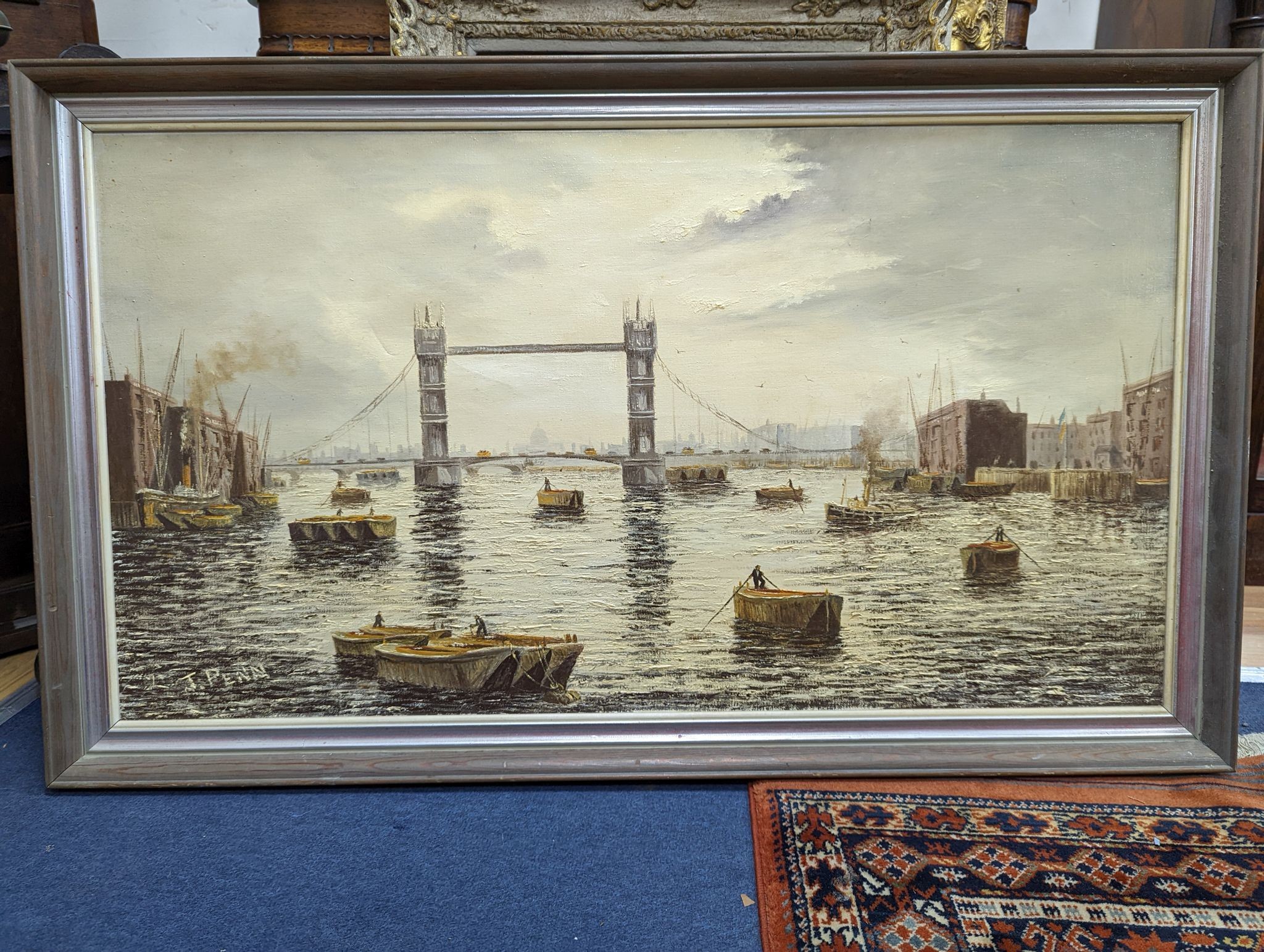 T. Penn, oil on canvas, Tower Bridge, signed, 50 x 90cm